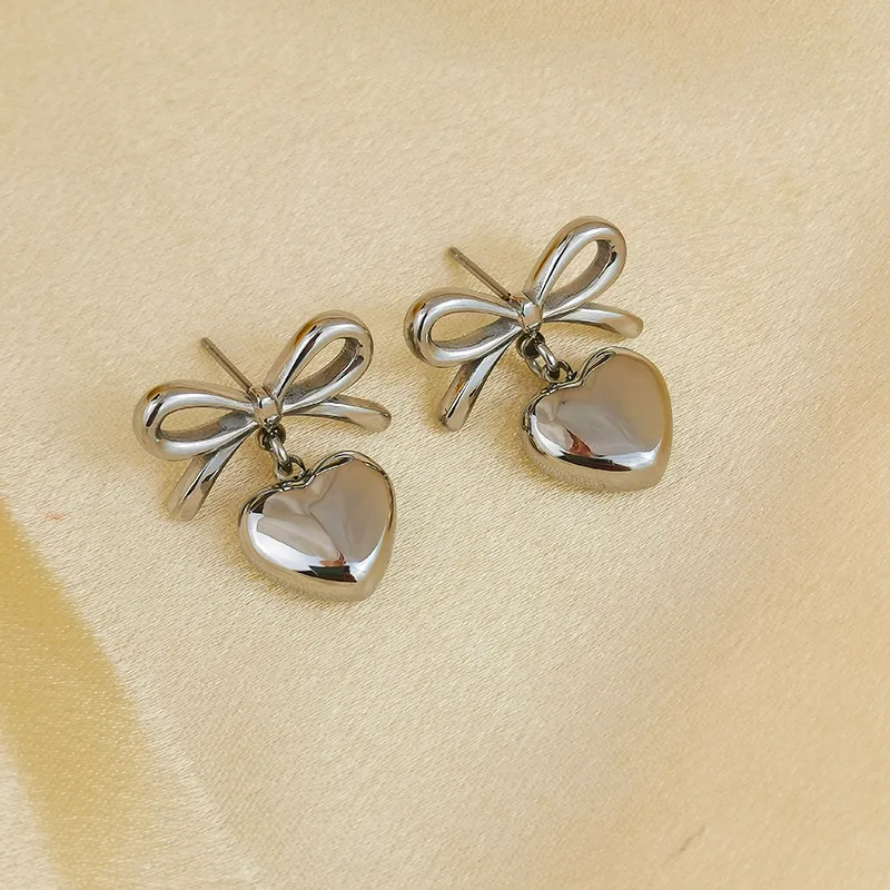 Bow Love Silver Hoop Earrings