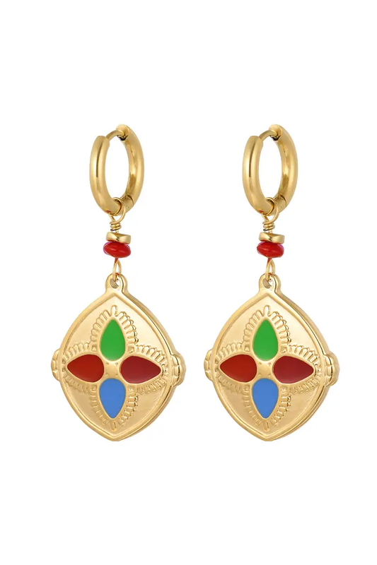 Colorful Coin Statement Earrings