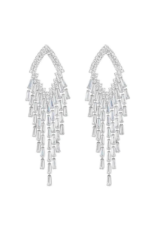 Sparkling Zircon Silver Earrings