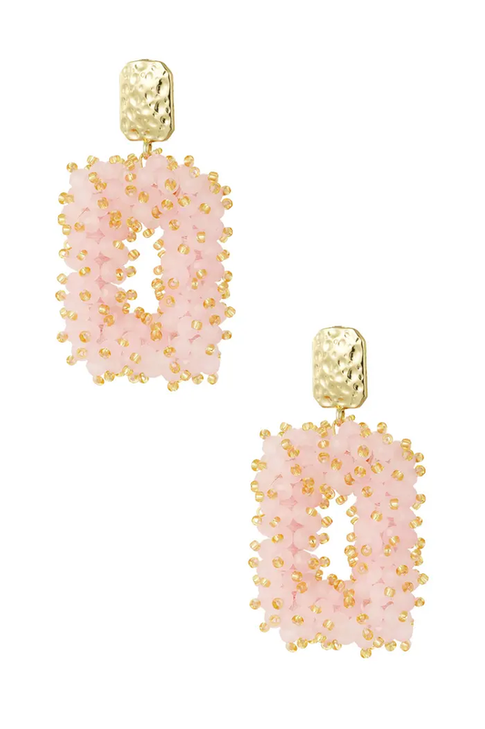 Pink Coral Crystal Earrings