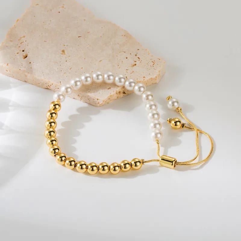 Pearl Charm Bracelet 18k Gold plated