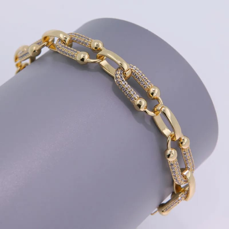 Patchwork Zircon Bracelet 18K Gold Plated