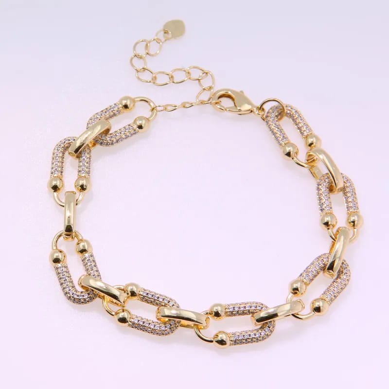 Patchwork Zircon Bracelet 18K Gold Plated