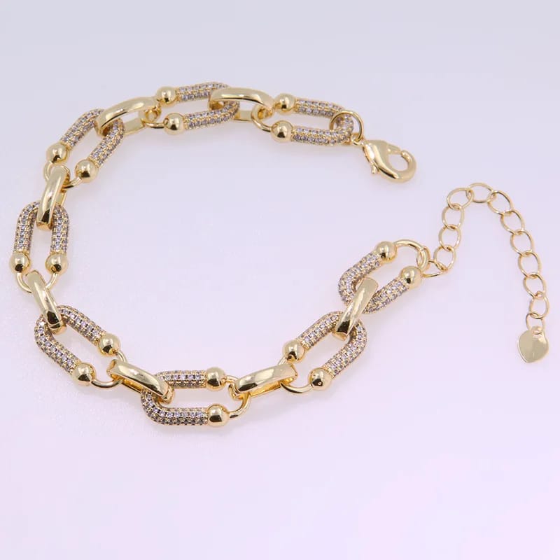 Patchwork Zircon Bracelet 18K Gold Plated