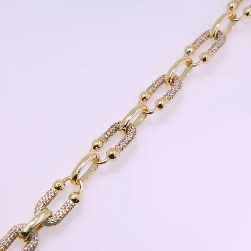 Patchwork Zircon Bracelet 18K Gold Plated