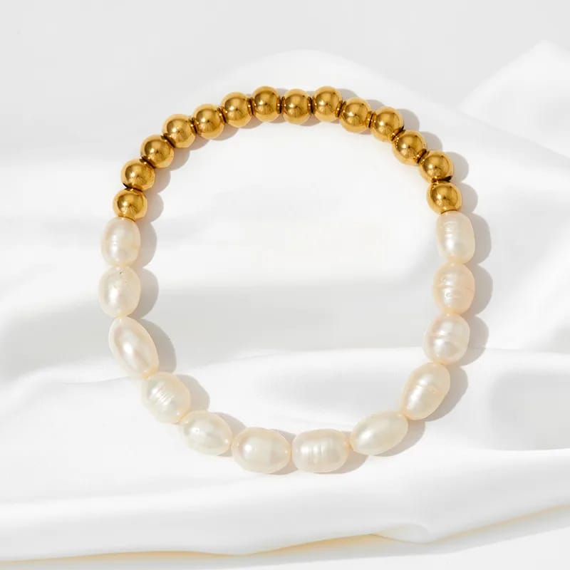 Charming Pearl & Gold Bracelet 18k Gold Plated