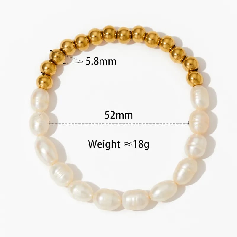 Charming Pearl & Gold Bracelet 18k Gold Plated