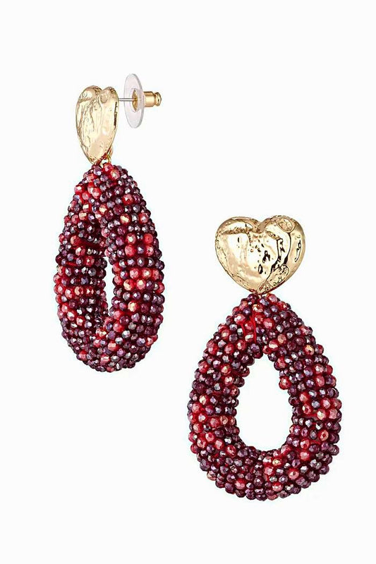 Red Oval Bead Earrings