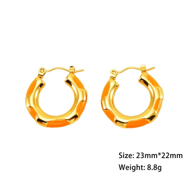 Vintage Enamel Earrings  (Stainless Steel) 18k Gold plated