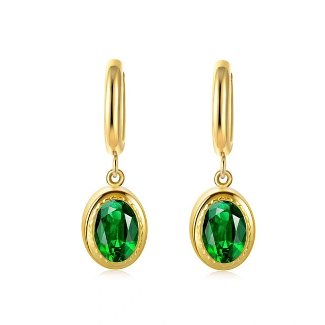 Oval Zircon Inlay Earrings(Stainless steel)