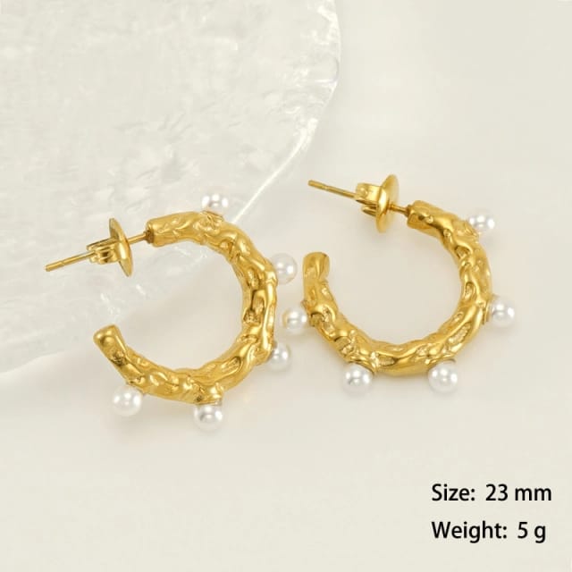 Baroque Pearl Hoop Earrings(Stainless steel)