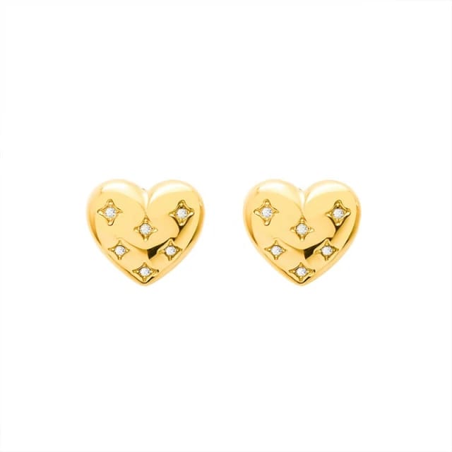 Diamond Heart Stud Earrings(Stainless steel)