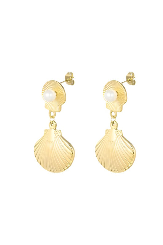 Gold Sea Pearl Earrings 18k Gold Plated