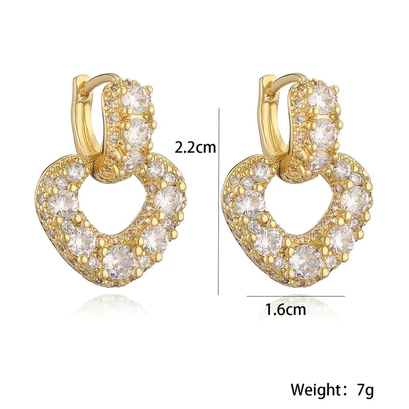 Cross Heart Zircon Earrings