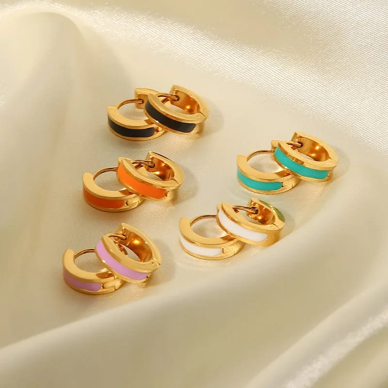 Enamel Gold Plated Earrings