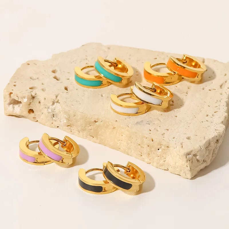 Enamel Gold Plated Earrings