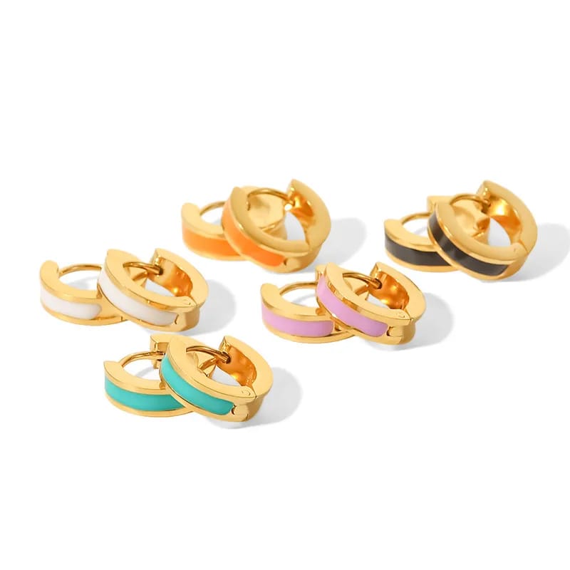 Enamel Gold Plated Earrings