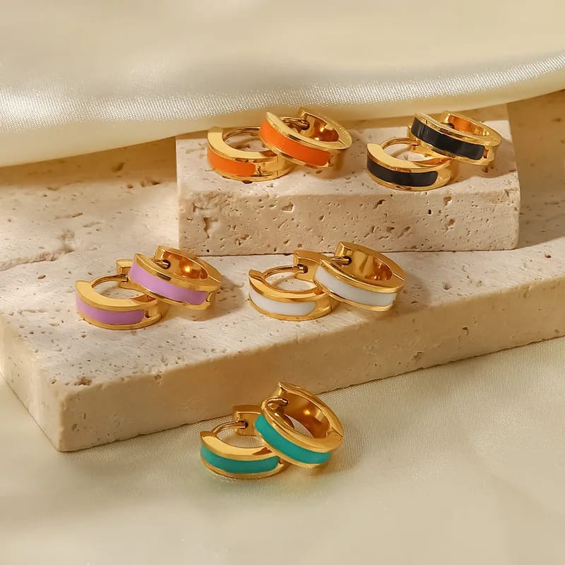 Enamel Gold Plated Earrings