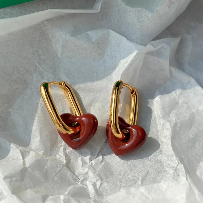 Retro Heart Drop Earrings