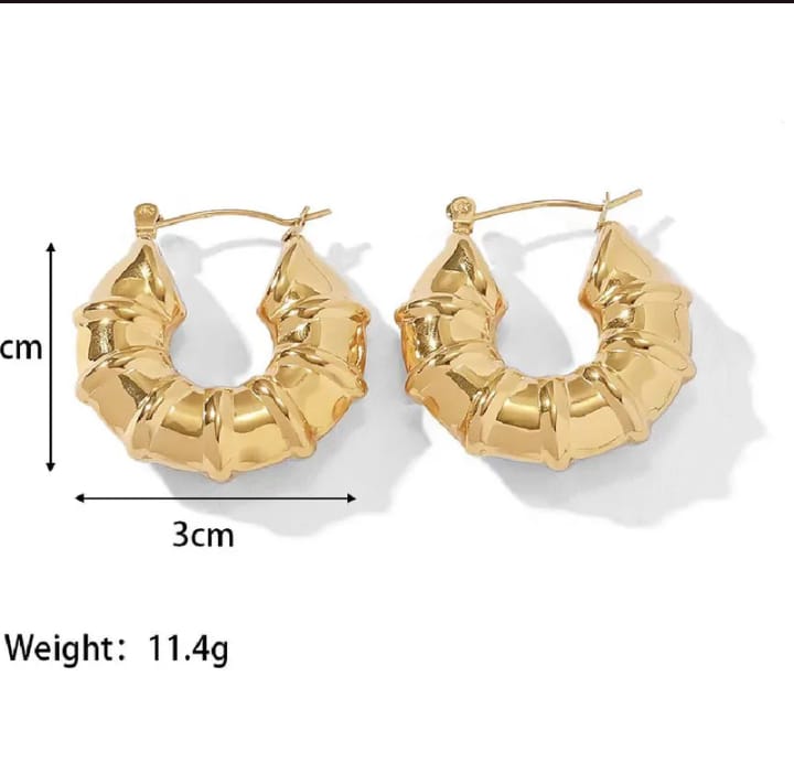 Bamboo Hollow Earrings 18K Gold plated