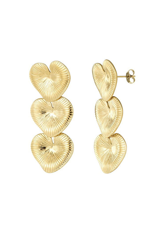 Three Layered Gold Love Earrings 18k Gold Plated