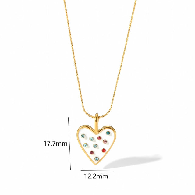 Enamel Rhinestone Pendant (Stainless Steel)