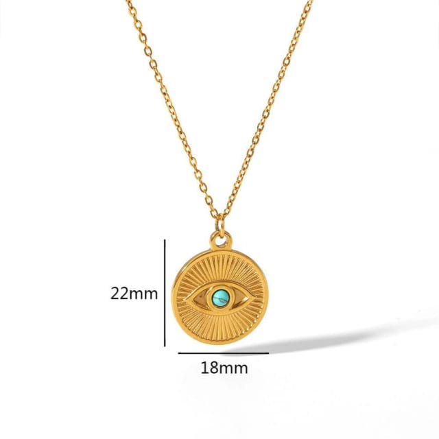 Evil Eye Turquoise Necklace(Stainless steel)