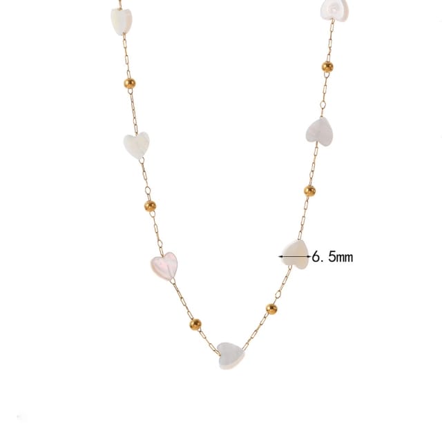 Ivory Heart Shell Accent Gold Necklace 18k Gold Plated