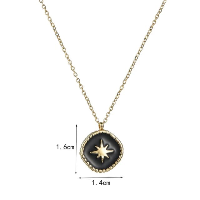 Gold Black Starburst Necklace(Stainless steel)