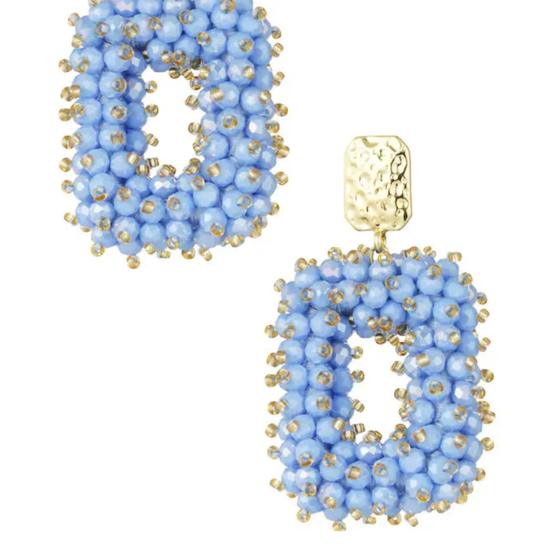 Blue Gold Statement Earrings