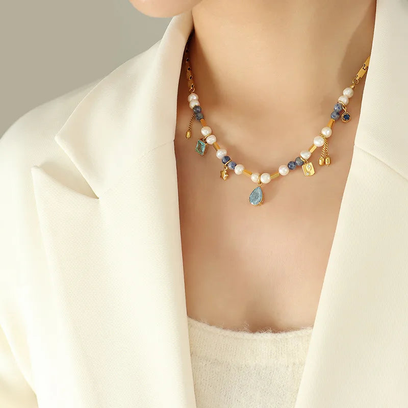 Elegant Star Pearl Necklace